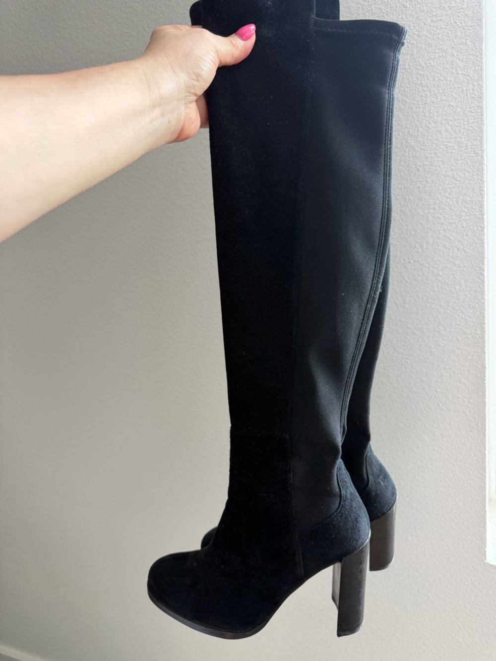 Stuart Weitzman Black Over-the-Knee Suede & Stretch Boots